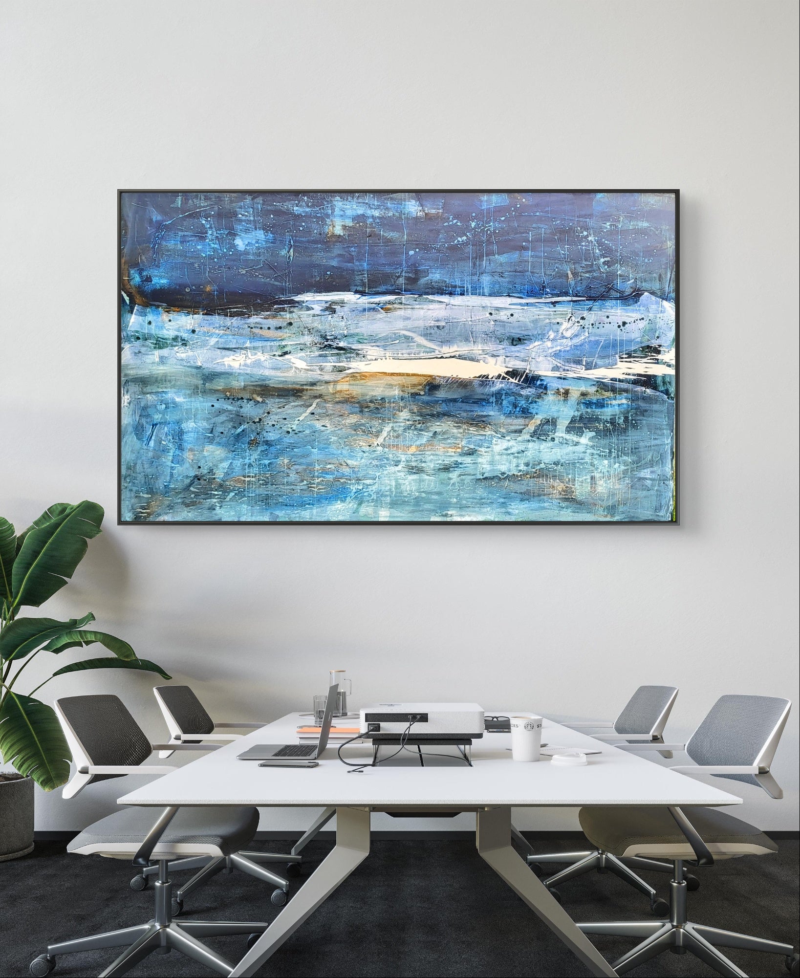 Personalisierte Auftragskunst und Gemälde: grun-blaues-grosses-bild-fur-unternehmen-xxl-format – Kategorie: Originalgemälde – Hersteller: 