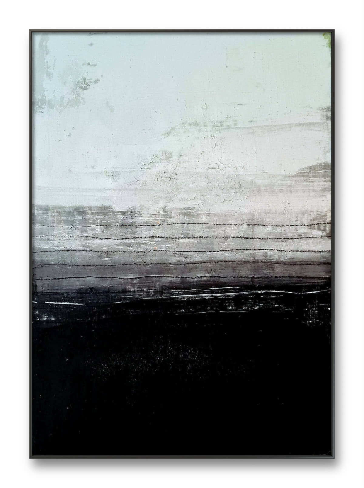 Zwei Seiten – modernes Leinwandbild, Detailansicht Motiv 1.0. Zwei Seiten (2) – Ausdruck in Schwarz, Weiß und Beton
Ein abstraktes Gemälde mit minimalistischer Gestaltung. Die Farbko