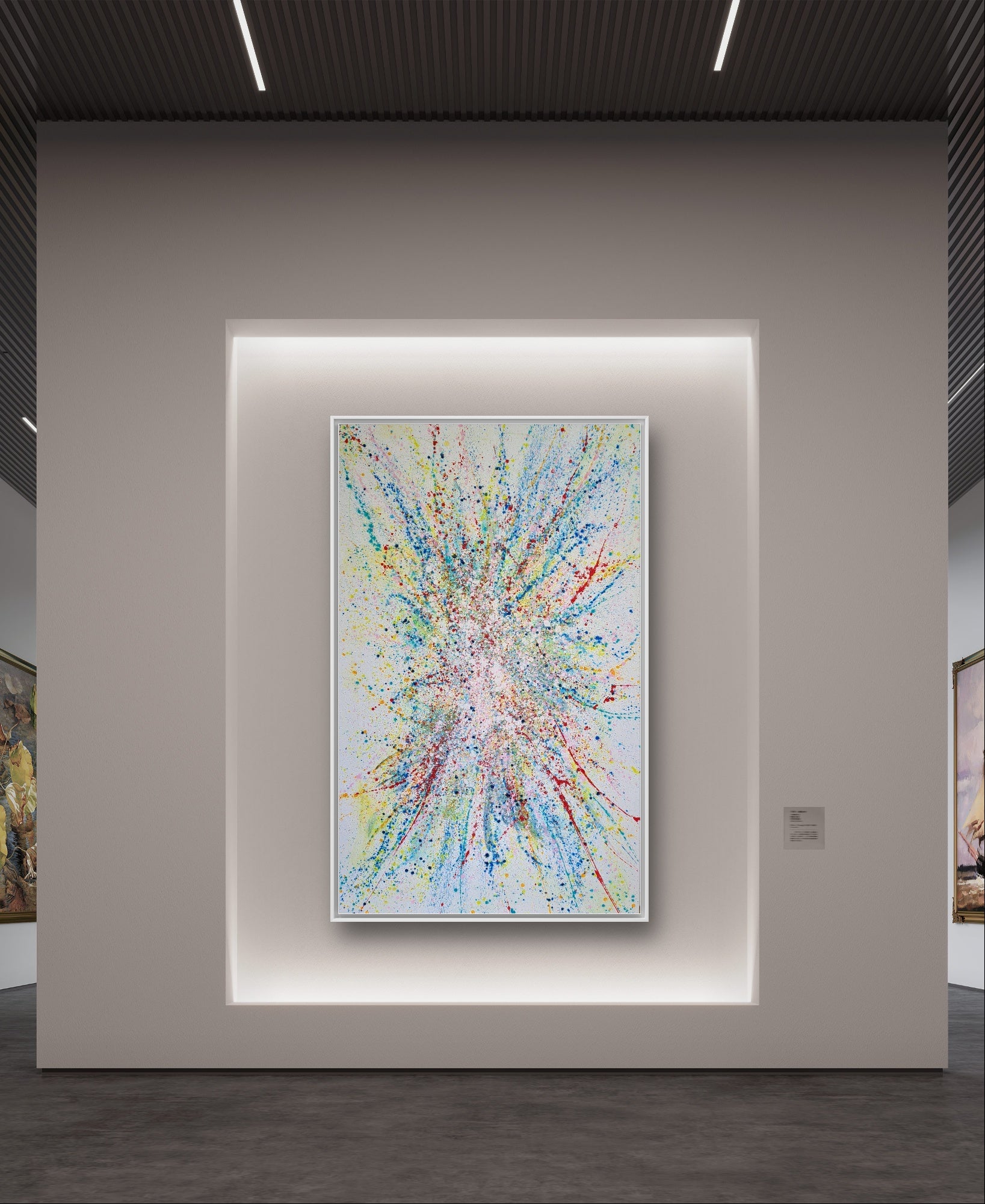 Auftragskunst, abstrakte Bilder, abstraktes gesprenkeltes acrylbild modern abstract art 220 x 130 cm,grosses-wandbilder-bunt, abstrakte Bilder kaufen ,
