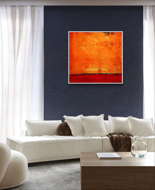 Ankerpunkte, Auftragskunst, abstrakte Bilder, Kunst, Bilder auf Leinwand, oranges-abstraktes-bild-landschaft-titel-ankerpunkte-auf-120-x-120-cm, abstrakte Bilder kaufen 