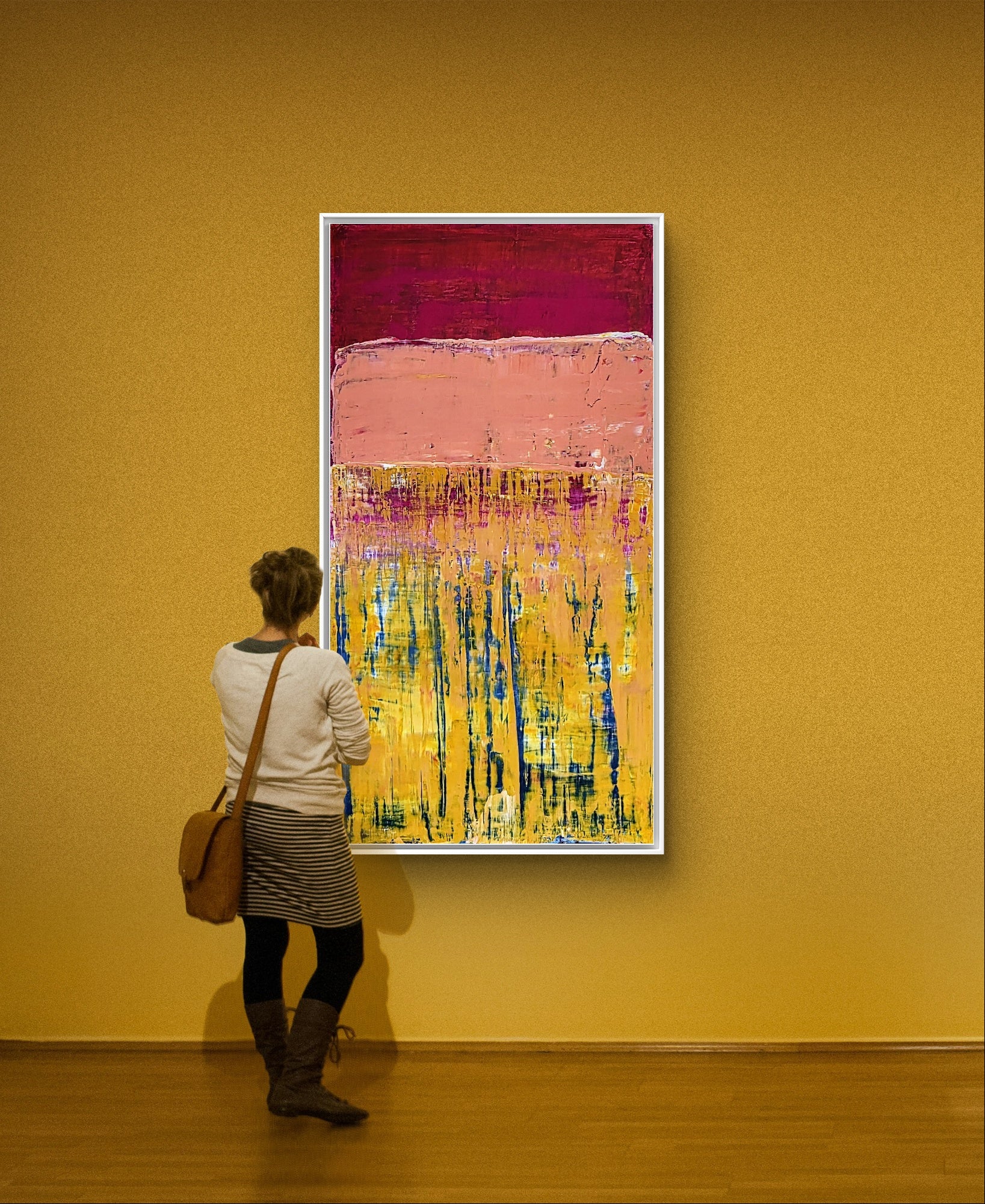 Gelbes rotes Bild 180 x 100 cm - In Farbwelten betten,abstrakte große Leinwandbilder abstrakte Bilder kaufen ,