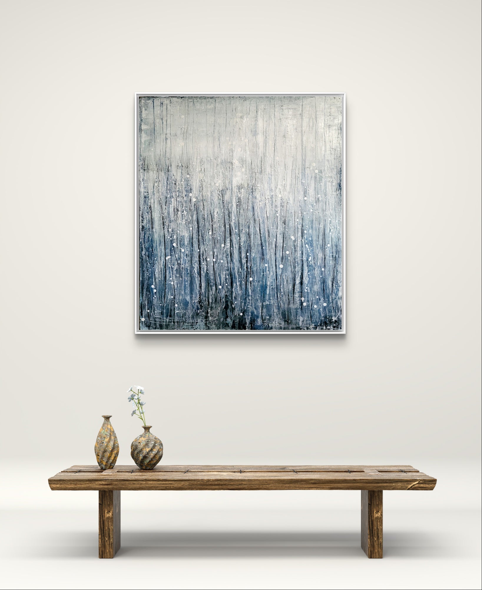 Blaues großes Bild - Motivation – sofort versandbereites Leinwandbild in nan, großes Kunstwerk für moderne Wohnräume