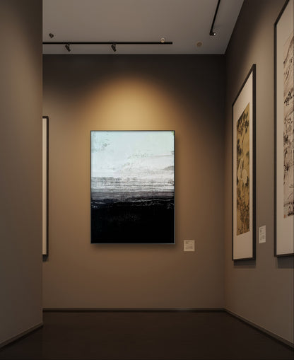 Auftragskunst, abstrakte Bilder, schwarzweißes Abstraktes Gemälde "Zwei Seiten (2)" aus regionalen Hölzern mit minimalistischem Design,schwarzweisse-bilder-malen-lassen, abstrakte Bilder kaufen ,