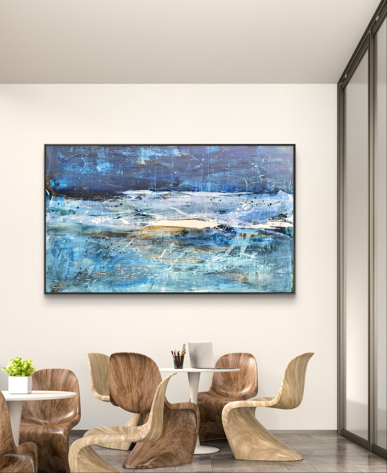 Personalisierte Auftragskunst und Gemälde: grun-blaues-grosses-bild-fur-unternehmen-xxl-format – Kategorie: Originalgemälde – Hersteller: 