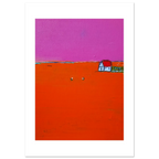 Limitiertes Poster in rot - Landleben – Abstrakte Wandkunst über Sofa