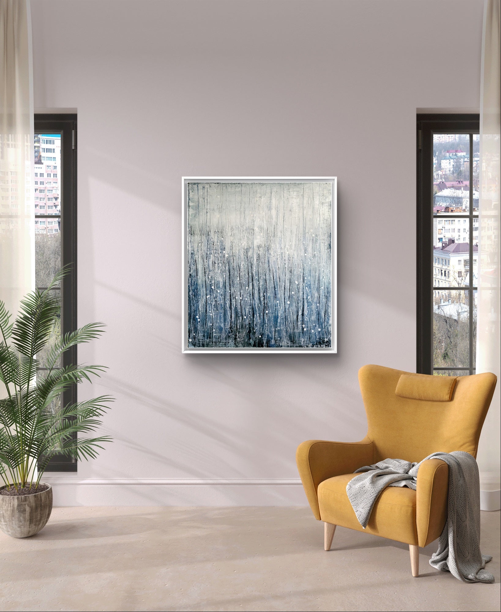 Blaues großes Bild - Motivation – sofort versandbereites Leinwandbild in nan, großes Kunstwerk für moderne Wohnräume