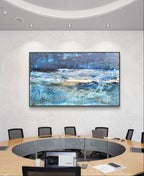 Personalisierte Auftragskunst und Gemälde: grun-blaues-grosses-bild-fur-unternehmen-xxl-format – Kategorie: Originalgemälde – Hersteller: 