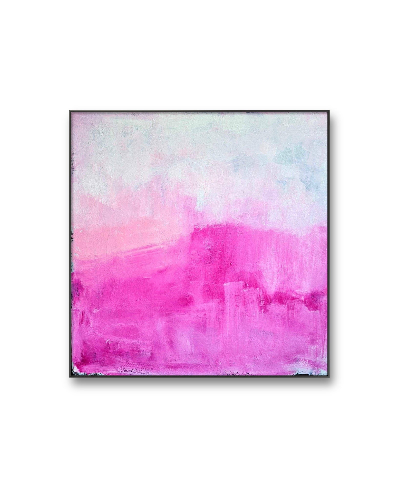 Freiheit II – modernes Leinwandbild, Detailansicht Motiv 1.0. Frei sein – Ausdruck von Unabhängigkeit und Energie
Ein abstraktes Gemälde in Weiß und Pink mit kräftiger Struktur, das 