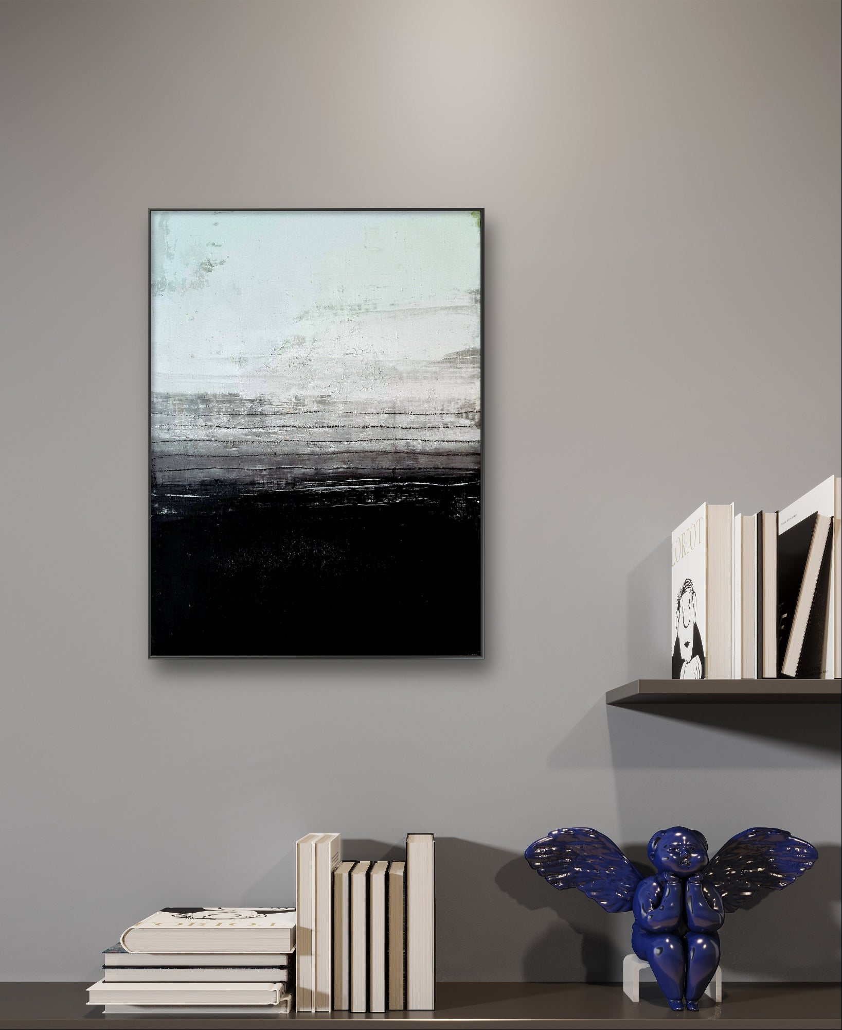 Auftragskunst, abstrakte Bilder, schwarzweißes Abstraktes Gemälde "Zwei Seiten (2)" aus regionalen Hölzern mit minimalistischem Design,schwarzweisse-bilder-malen-lassen, abstrakte Bilder kaufen ,