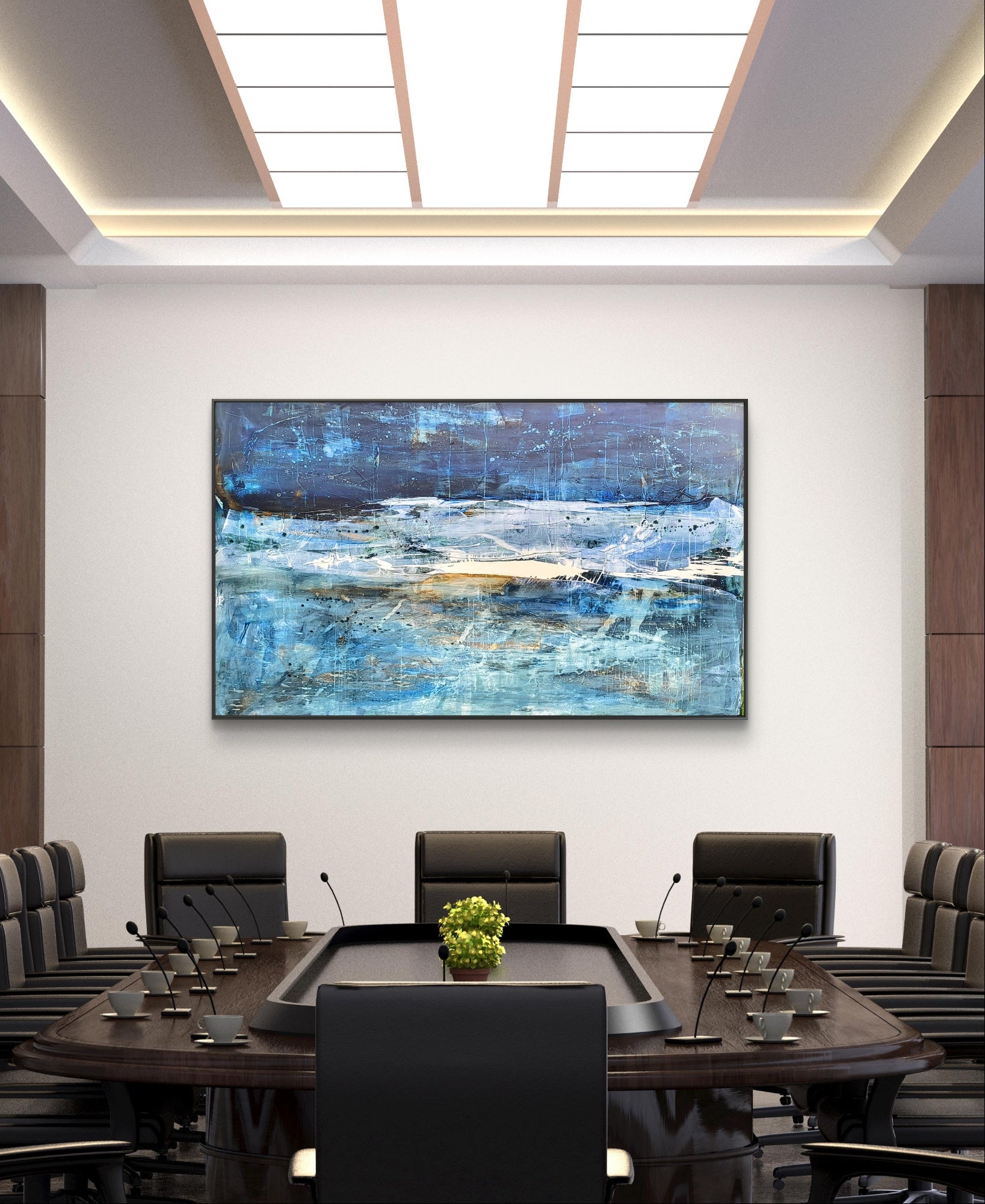 Personalisierte Auftragskunst und Gemälde: grun-blaues-grosses-bild-fur-unternehmen-xxl-format – Kategorie: Originalgemälde – Hersteller: 