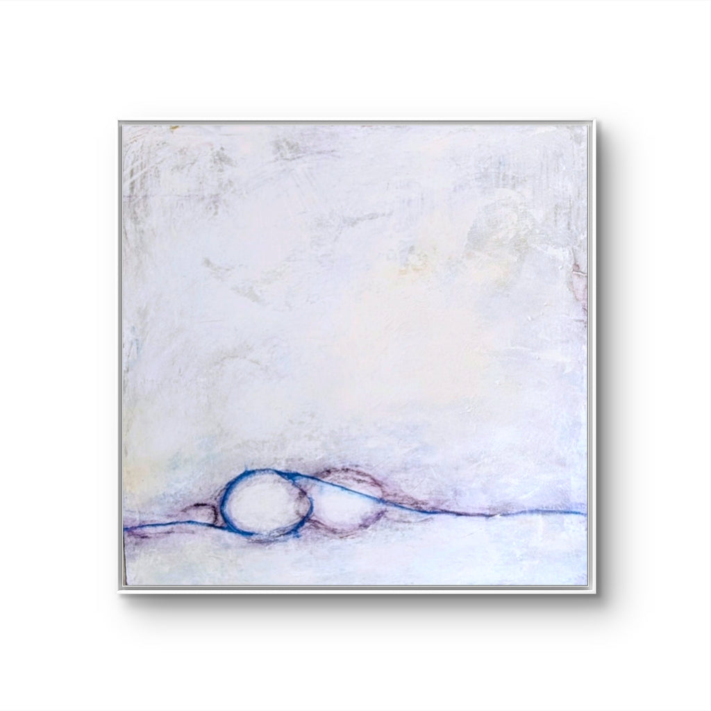 Abstraktes Gemälde – Sommeranfang weiß lila