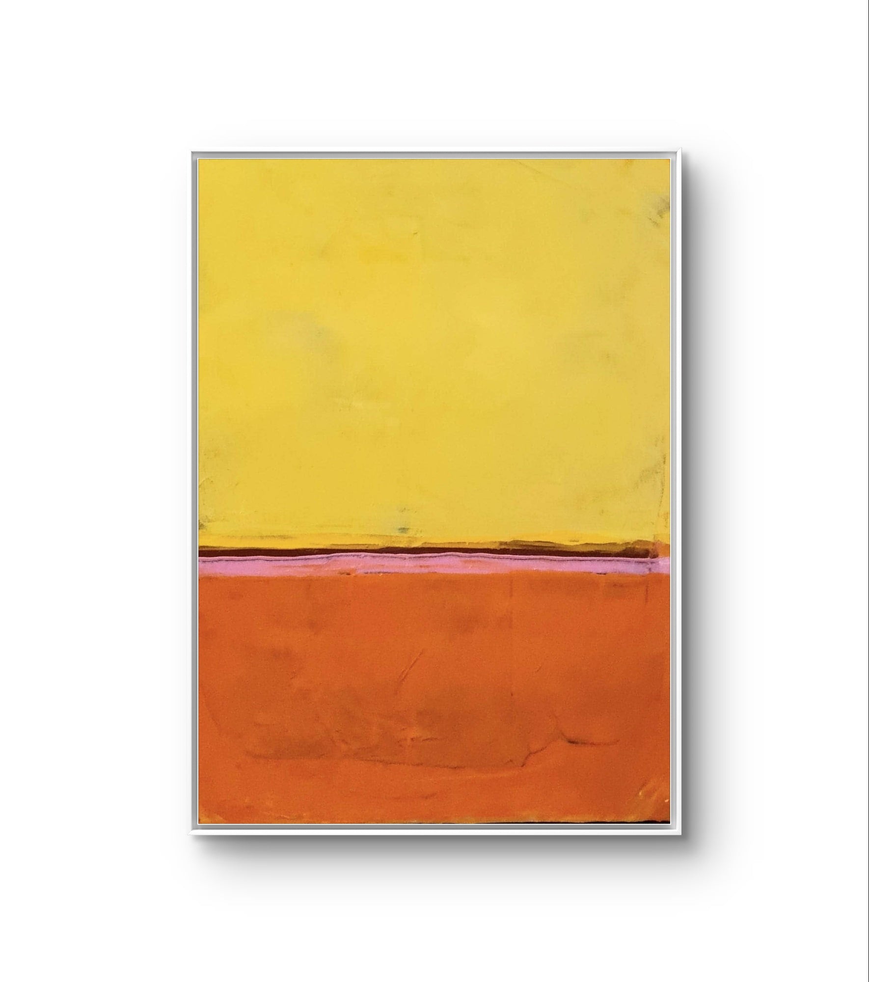 Morgenschein auf dem Balkon – modernes Leinwandbild, Detailansicht Motiv 1.0. Morgenschein auf dem Balkon – Wärme und Inspiration
Ein abstraktes Gemälde in Orange und Gelb mit dunklen Rändern, die d