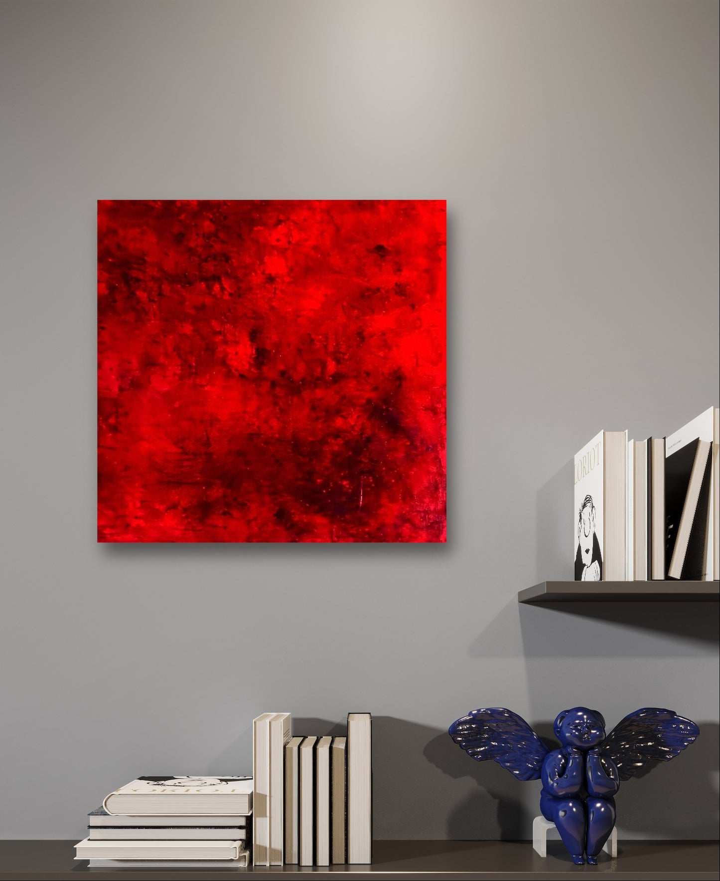 Auftragskunst, abstrakte Bilder, Kraftvolles XXL Rot-Schwarzes Bild - Energiequelle mit starkem Schwung,rote-grosse-bilder-als-auftragsmalerei, abstrakte Bilder kaufen ,