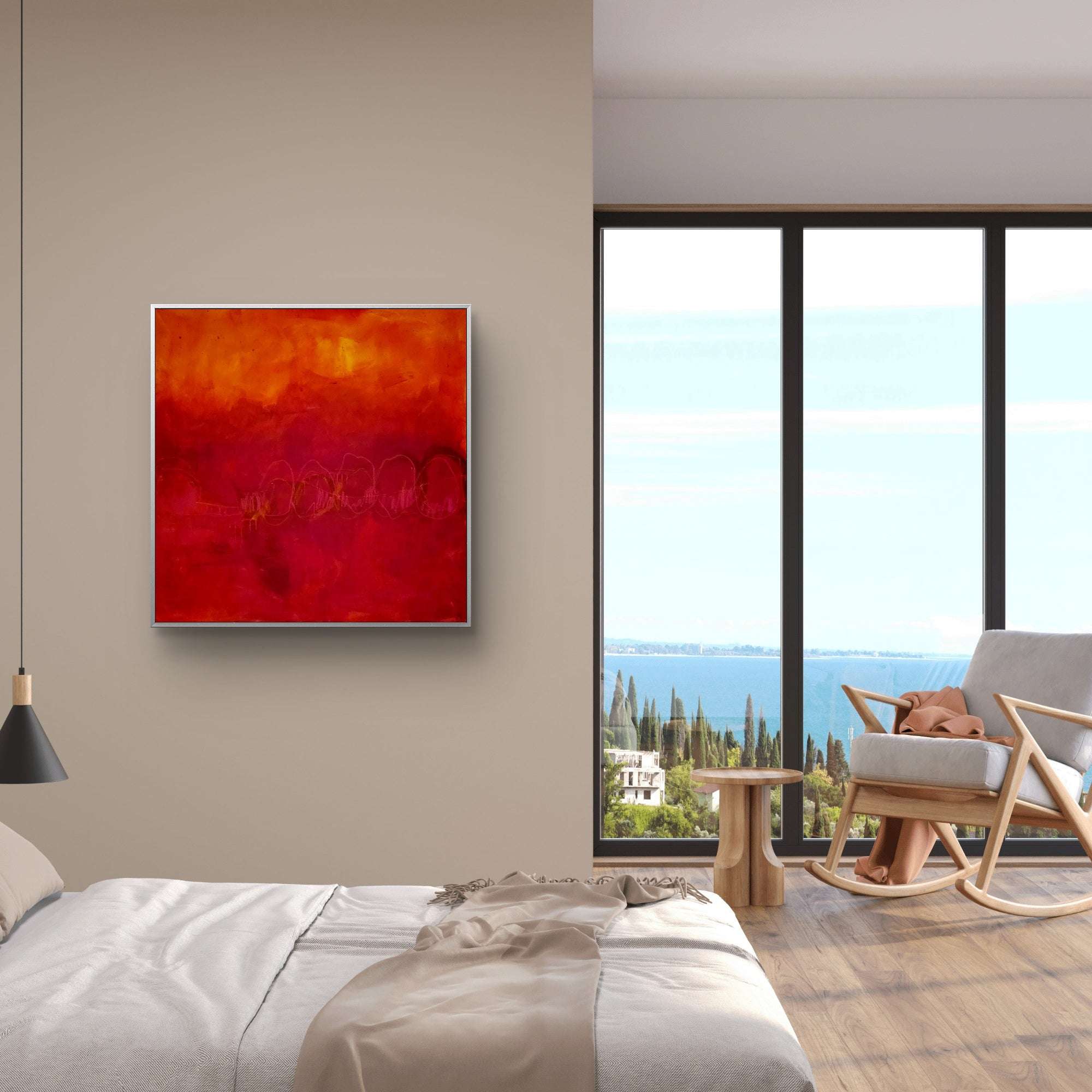 Rotes Bild - Im Fluss der Bewegung – sofort versandbereites Leinwandbild in nan, großes Kunstwerk für moderne Wohnräume