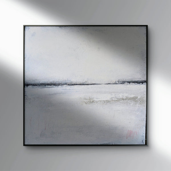 Abstraktes Gemälde – 100 x 100 cm Landgang weiß