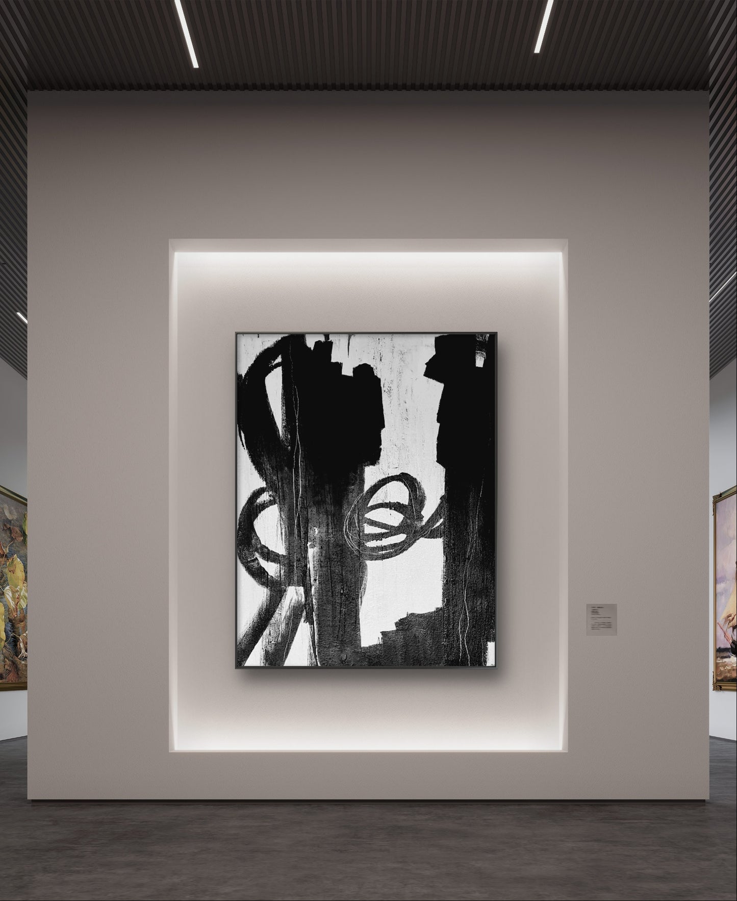 Auftragskunst, abstrakte Bilder, Kunst auf Augenhöhe: Schwarz-weißes Gemälde für ein stilvolles Wohnzimmer,schwarz-weisse-bilder-auftragskunst, abstrakte Bilder kaufen ,