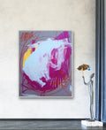 Abstraktes Gemälde Weiß Lila – Nasenbär – Kunst für hohe Räume und große Wände