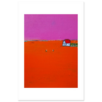 Limitiertes Poster in rot - Landleben – Abstrakte Wandkunst über Sofa