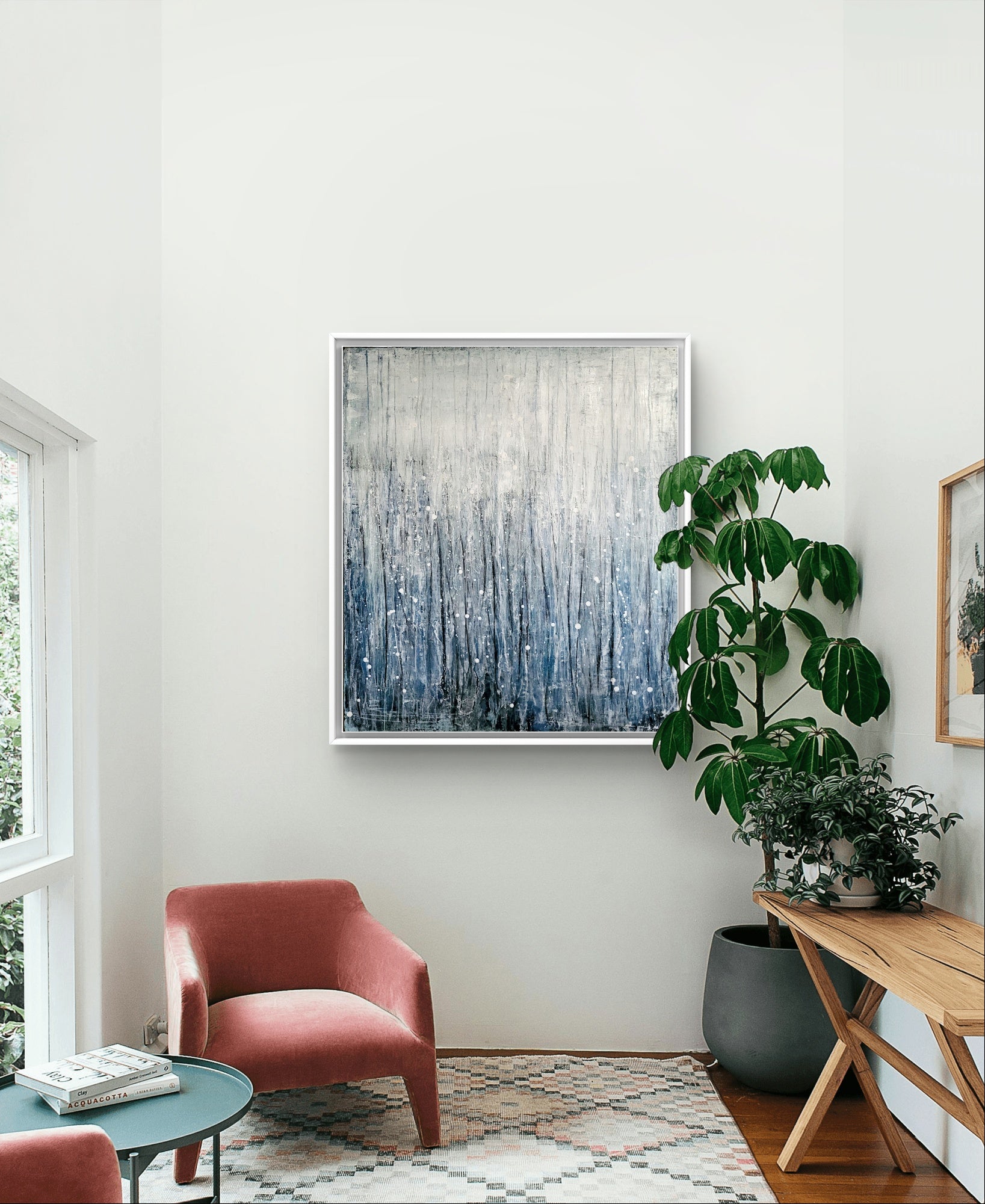 Blaues großes Bild - Motivation – sofort versandbereites Leinwandbild in nan, großes Kunstwerk für moderne Wohnräume