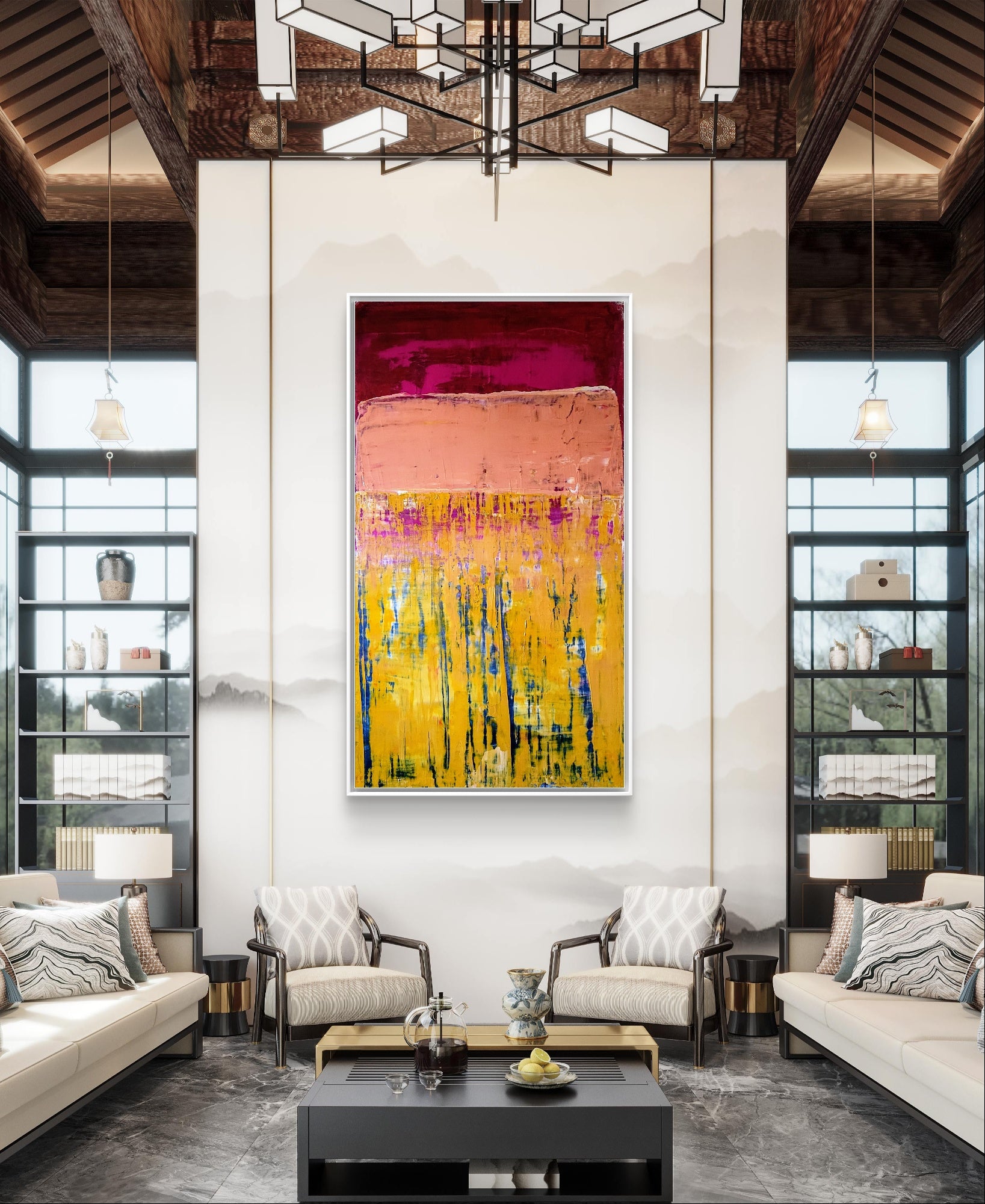 Personalisierte Auftragskunst und Gemälde: gelbes-rotes-bild – Kategorie: Originalgemälde – Hersteller: 