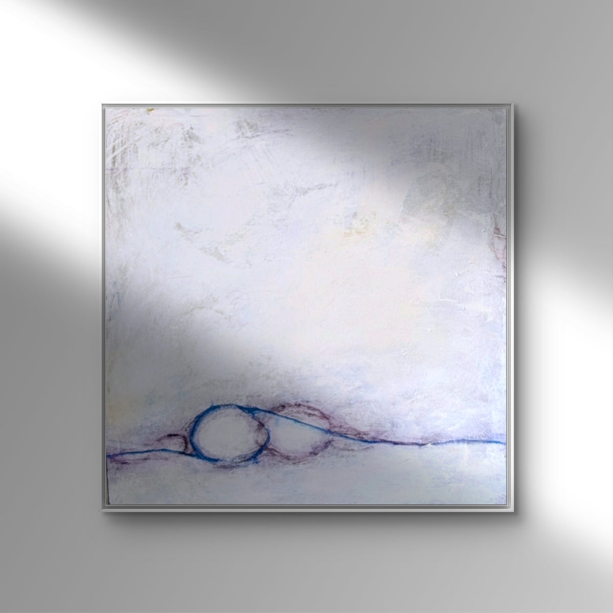 Abstraktes Gemälde – Sommeranfang weiß lila