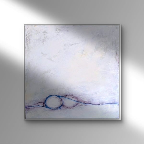 Abstraktes Gemälde – Sommeranfang weiß lila