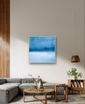 Maritime Einrichtung ergänzt dieses blaue Bild – Moderne Kunst für offene Wohnbereiche
