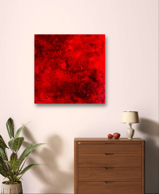 Kraftvolles XXL Rot-Schwarzes Bild - Energiequelle mit starkem Schwung,abstrakte große Leinwandbilder abstrakte Bilder kaufen ,