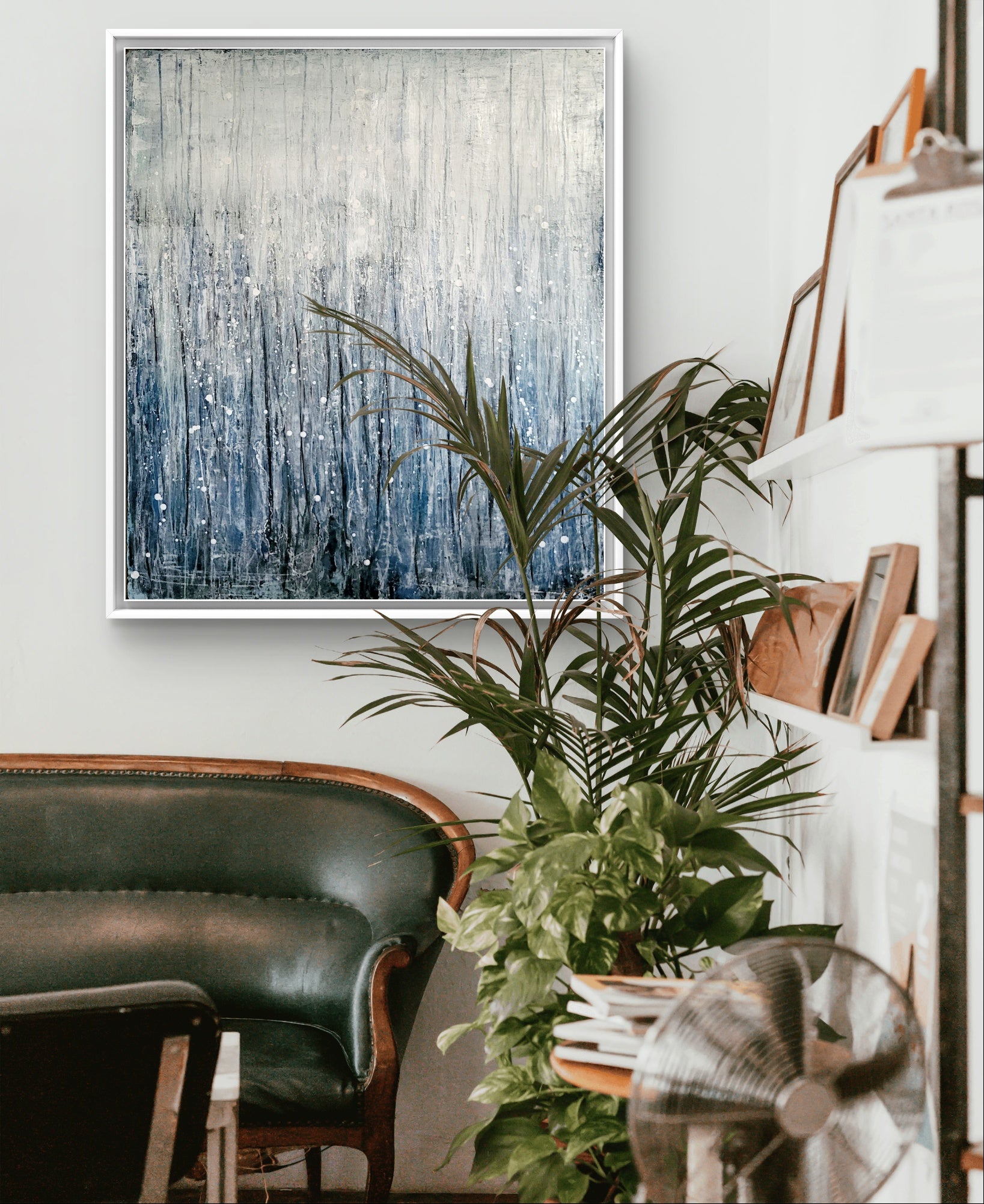 Blaues großes Bild - Motivation – sofort versandbereites Leinwandbild in nan, großes Kunstwerk für moderne Wohnräume