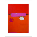 Abstraktes rotes Poster Teatime“ – Zeitgenössische Kunst in Wohnraumansicht