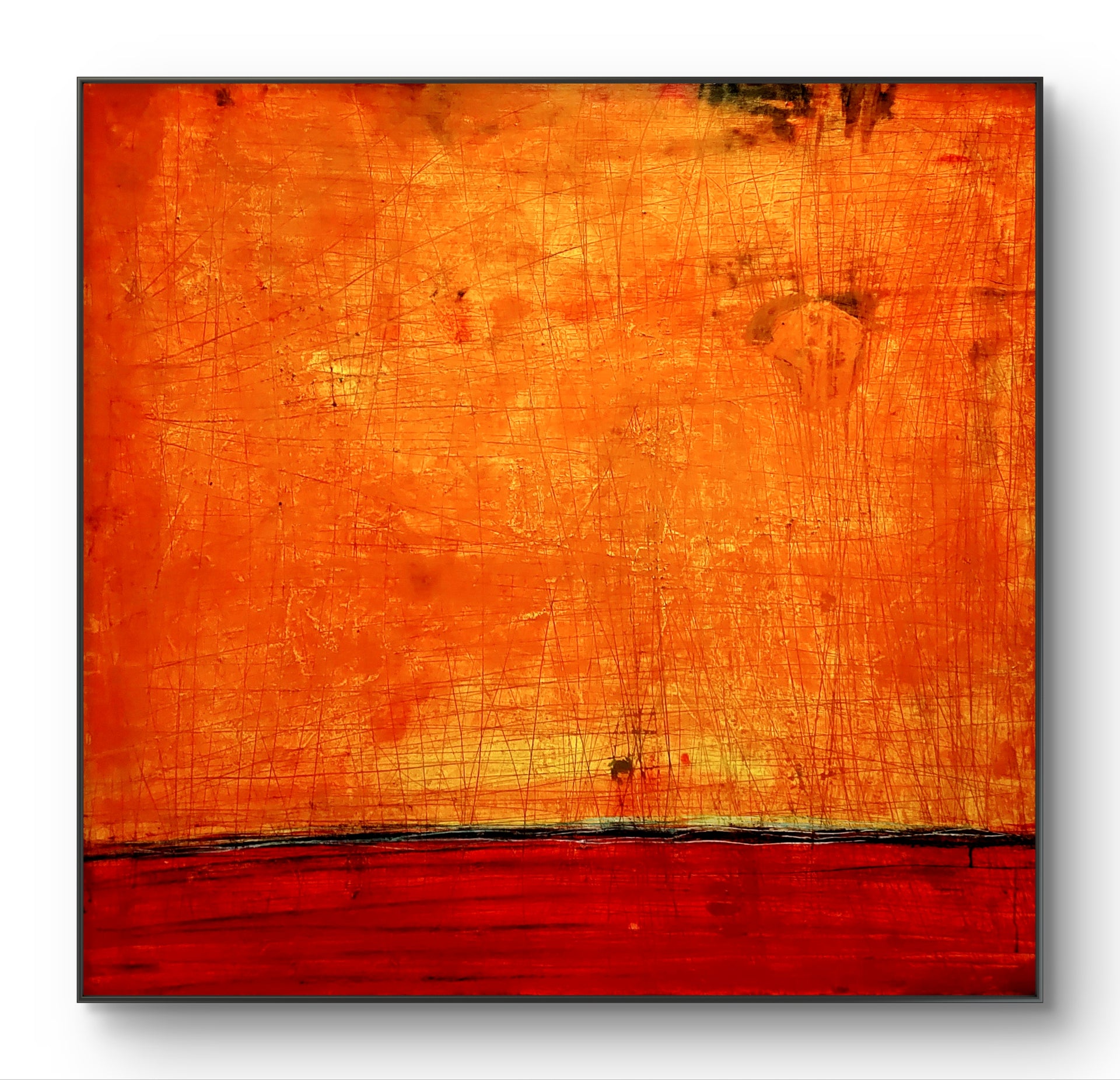 Ankerpunkte, Auftragskunst, abstrakte Bilder, Kunst, Bilder auf Leinwand, oranges-abstraktes-bild-landschaft-titel-ankerpunkte-auf-120-x-120-cm, abstrakte Bilder kaufen 