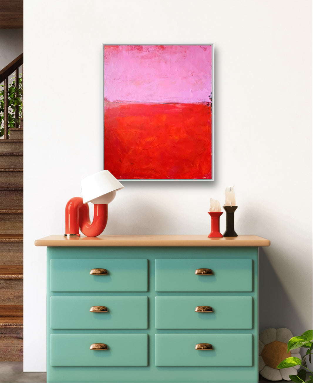 Abstrakte Auftragskunst: Leinwandbilder in Rot und Pink von Conny ...