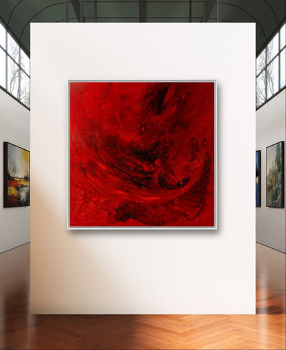 Auftragskunst, abstrakte Bilder, Energiekreise rotes Bild als dekorative Auftragsmalerei,rote-bilder-auftragskunst, abstrakte Bilder kaufen ,