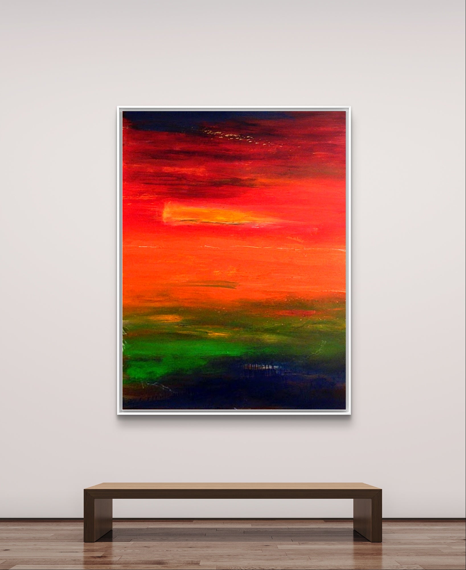 Abstraktes xxl Gemälde: Verschmelzung von Rot und Dunkelblau,abstrakte große Leinwandbilder abstrakte Bilder kaufen ,
