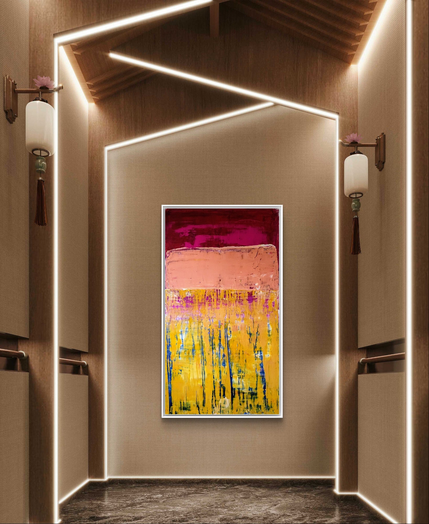 Personalisierte Auftragskunst und Gemälde: gelbes-rotes-bild – Kategorie: Originalgemälde – Hersteller: 