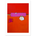 Abstraktes rotes Poster Teatime“ – Moderne Kunst für offene Wohnbereiche