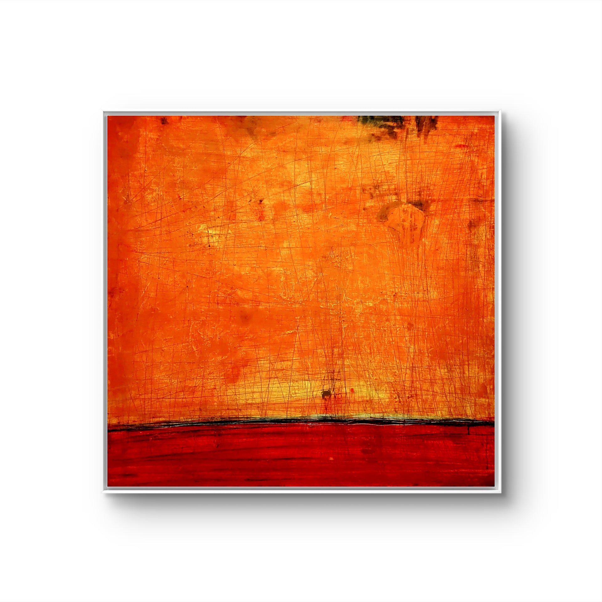 Ankerpunkte, Auftragskunst, abstrakte Bilder, Kunst, Bilder auf Leinwand, oranges-abstraktes-bild-landschaft-titel-ankerpunkte-auf-120-x-120-cm, abstrakte Bilder kaufen 