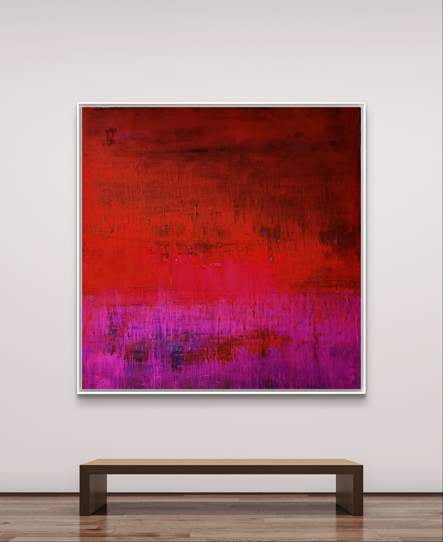 Abstraktes Gemälde Rot Groß – mit Struktur – Abstrakte Wandkunst über Sofa
