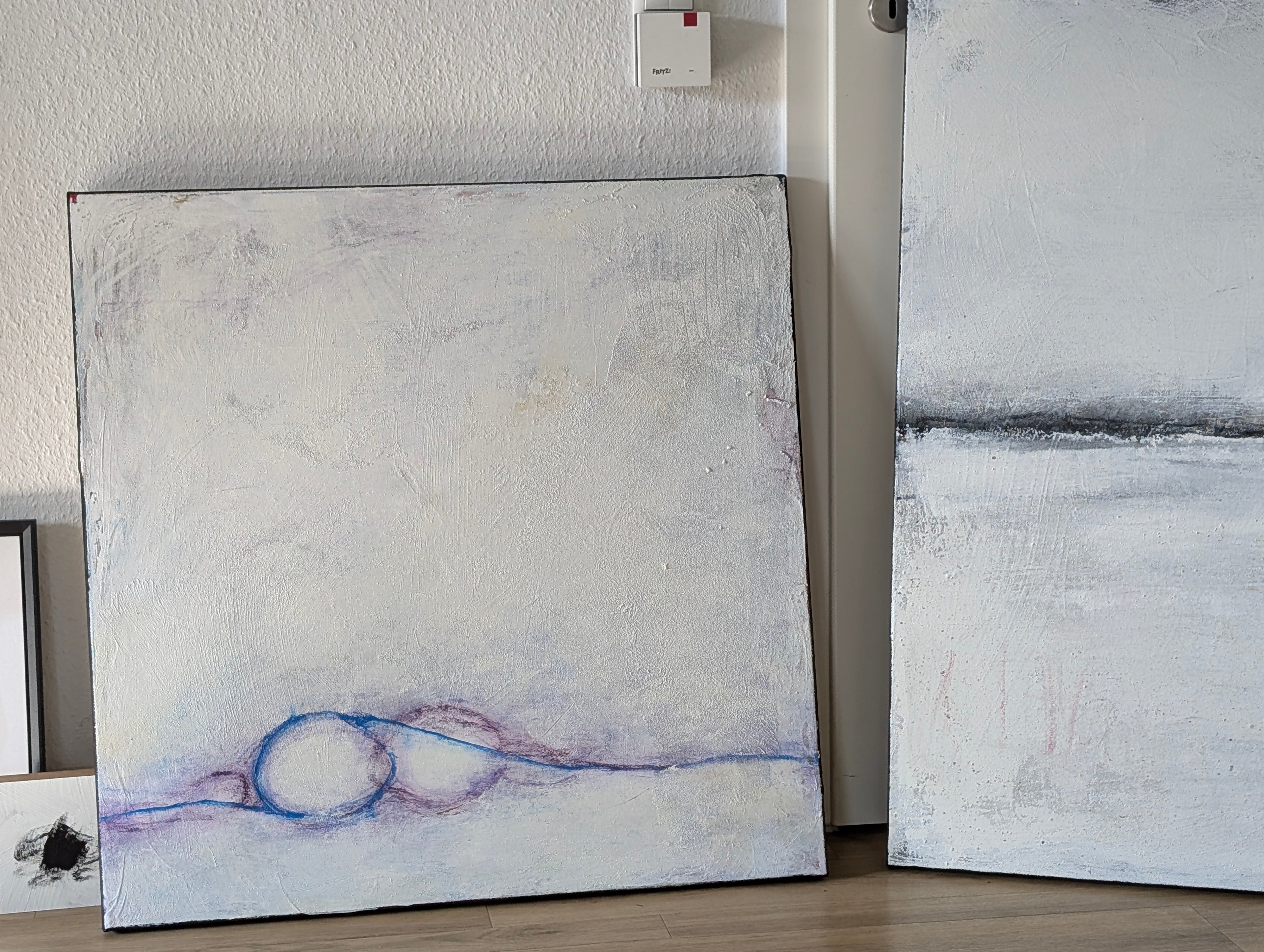 Abstraktes Gemälde – Sommeranfang weiß lila