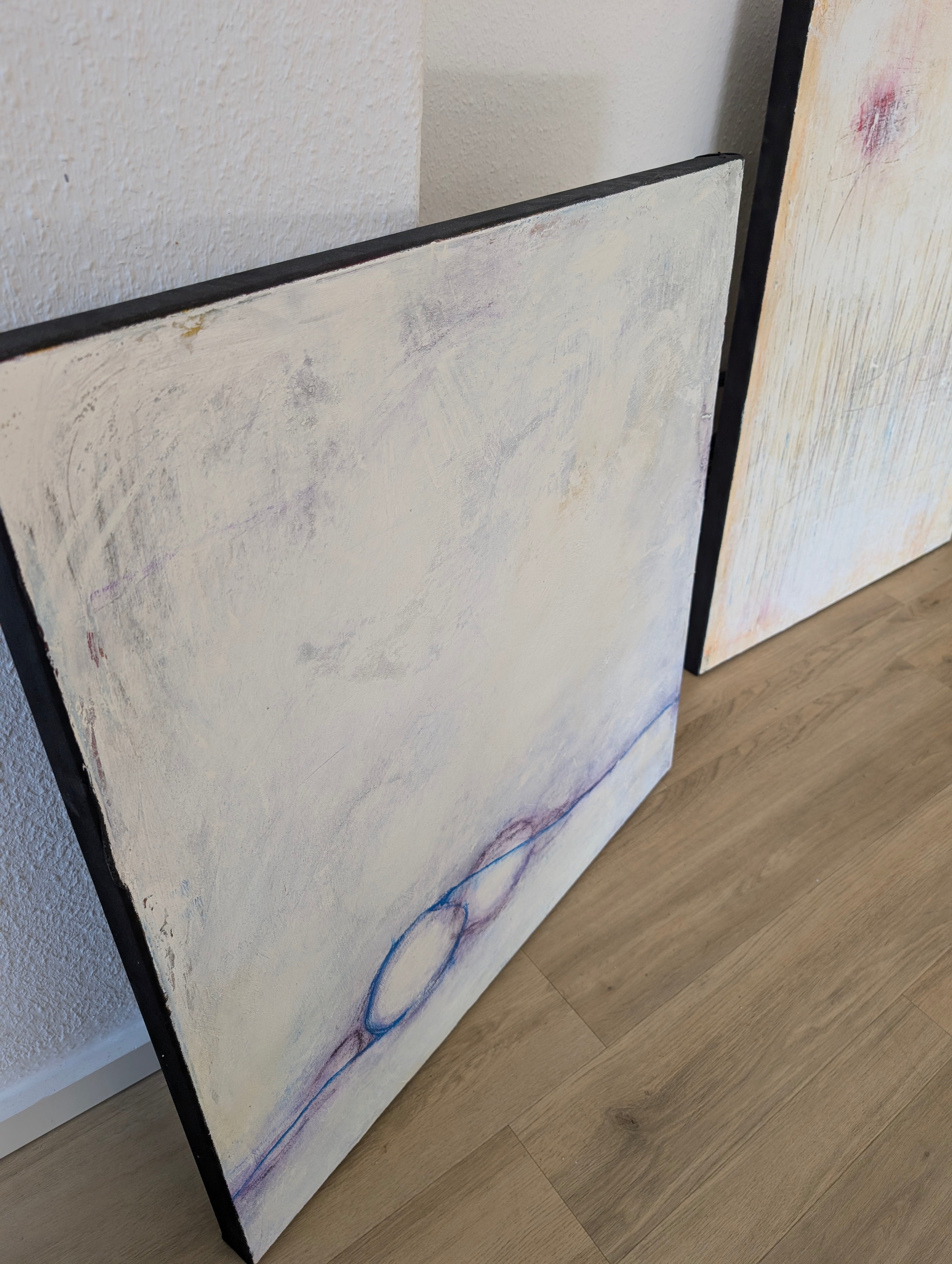 Abstraktes Gemälde – Sommeranfang weiß lila