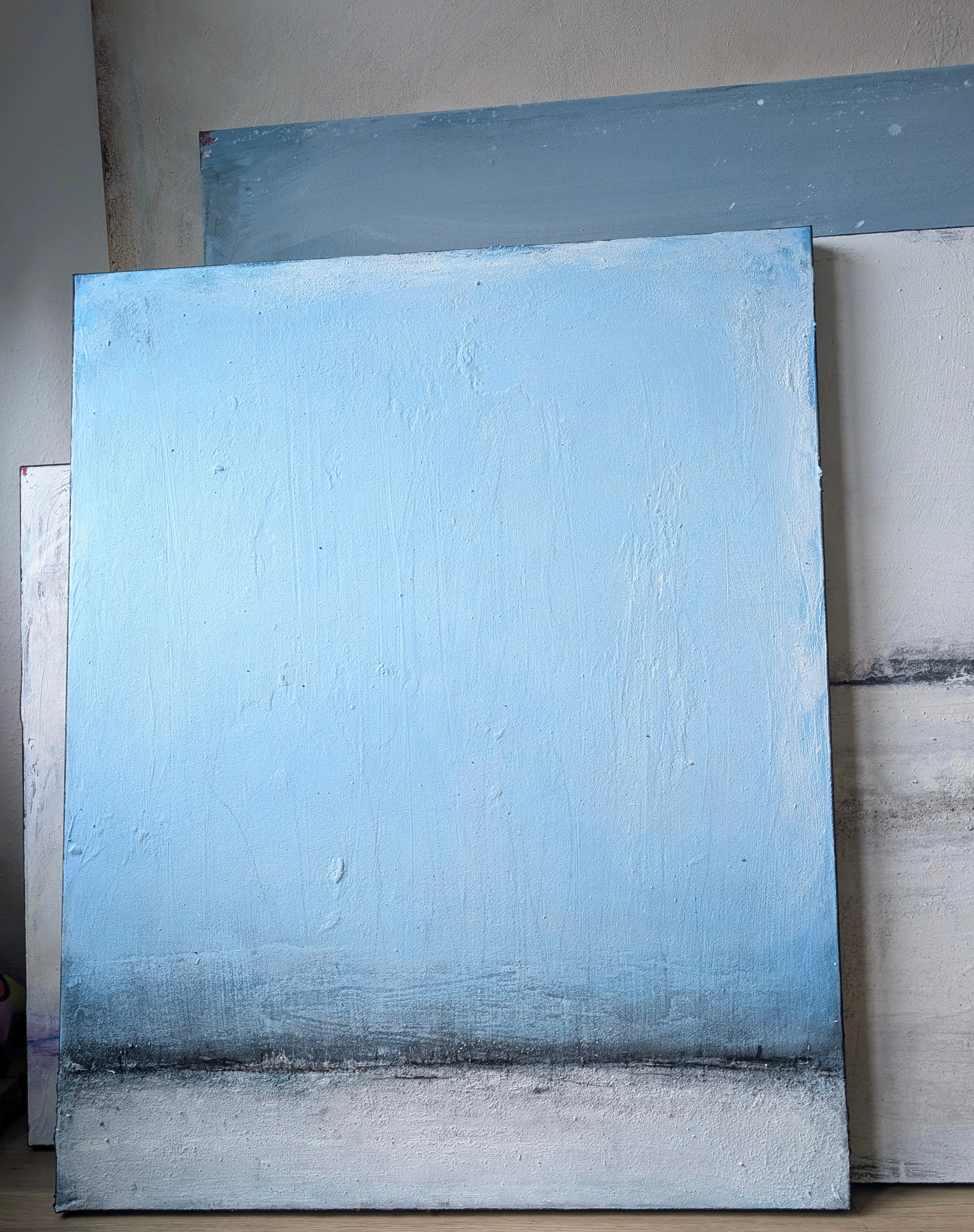 Neu!!!! laues abstraktes Gemälde – Nordtag