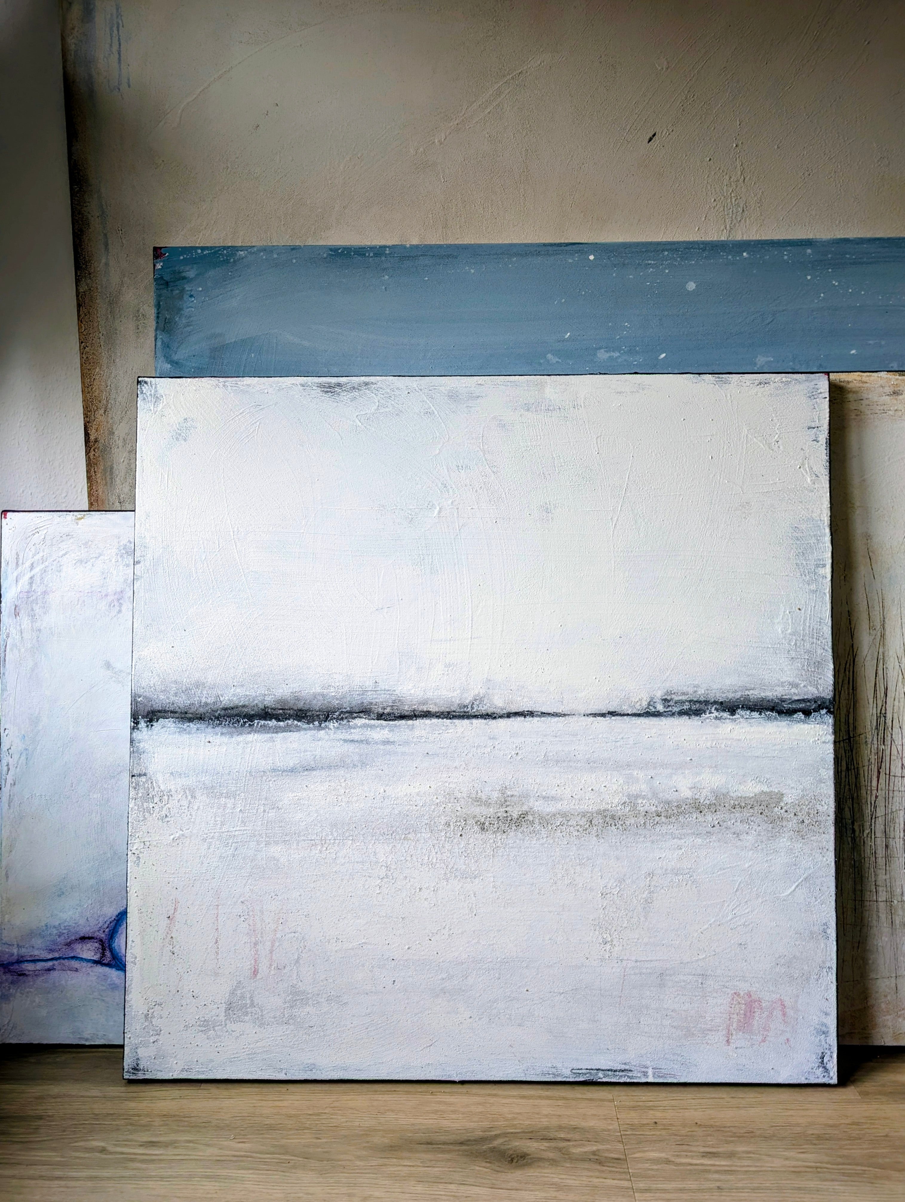 Neu!!! Abstraktes Gemälde – 100 x 100 cm Landgang weiß