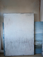 großes weißes Bild Serie Tagesschnuppen II von II – Abstrakte Wandkunst über Sofa