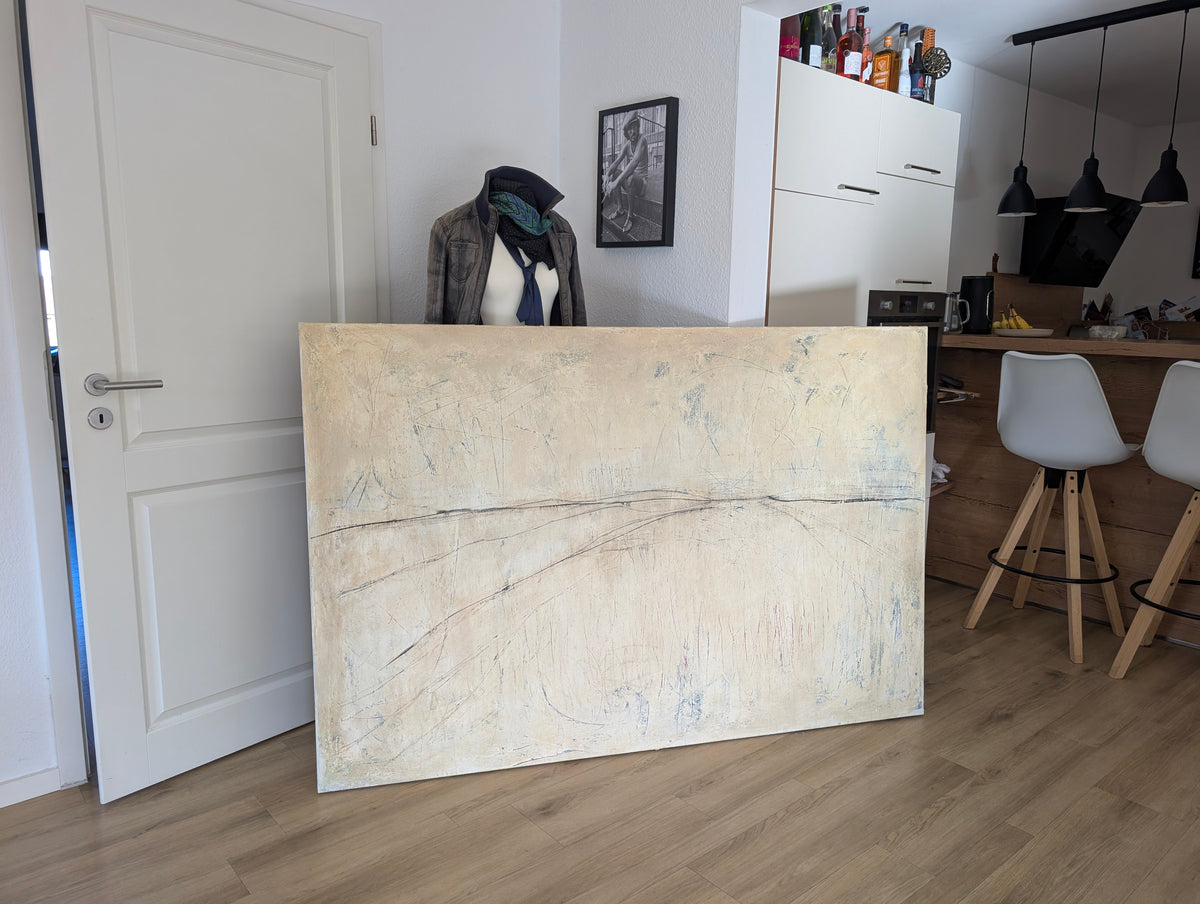 Findung neuer Wege ✦ Bild in Beige Großformat – Kuratiert von Singulart 200x135cm