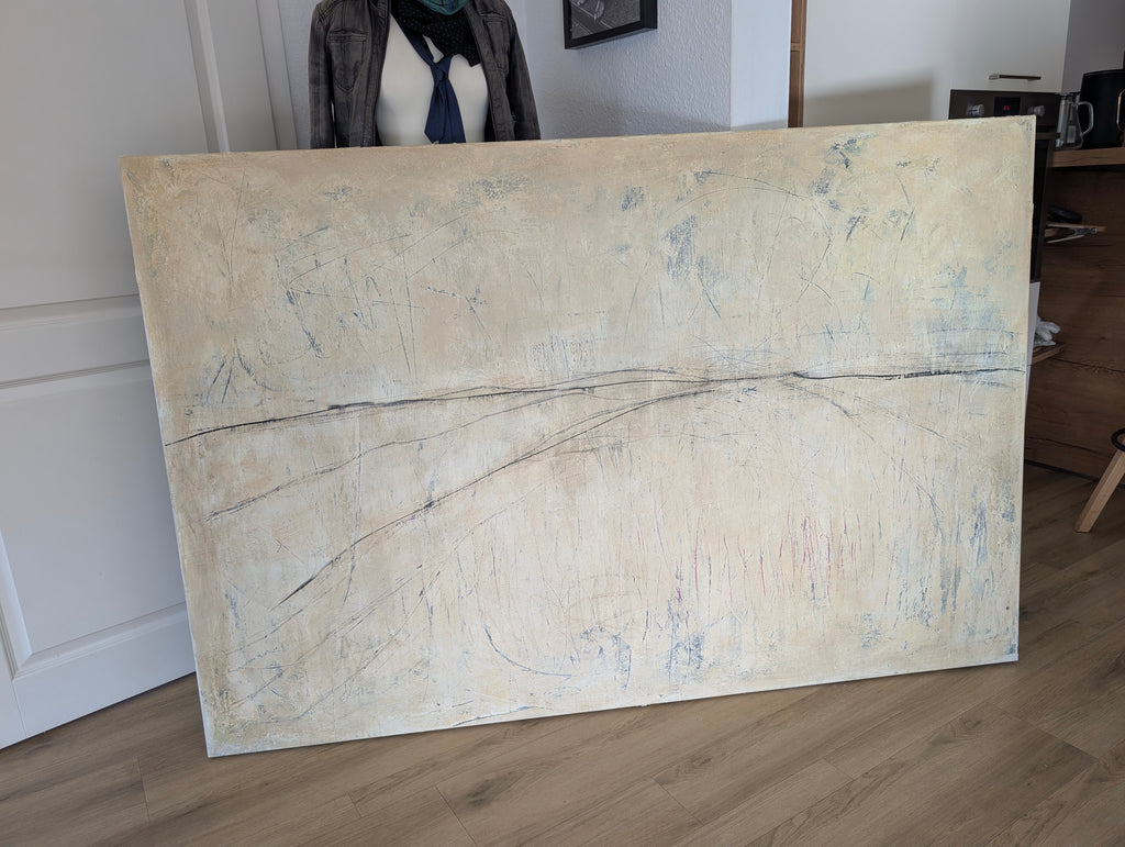 Findung neuer Wege ✦ Bild in Beige Großformat – Kuratiert von Singulart 200x135cm