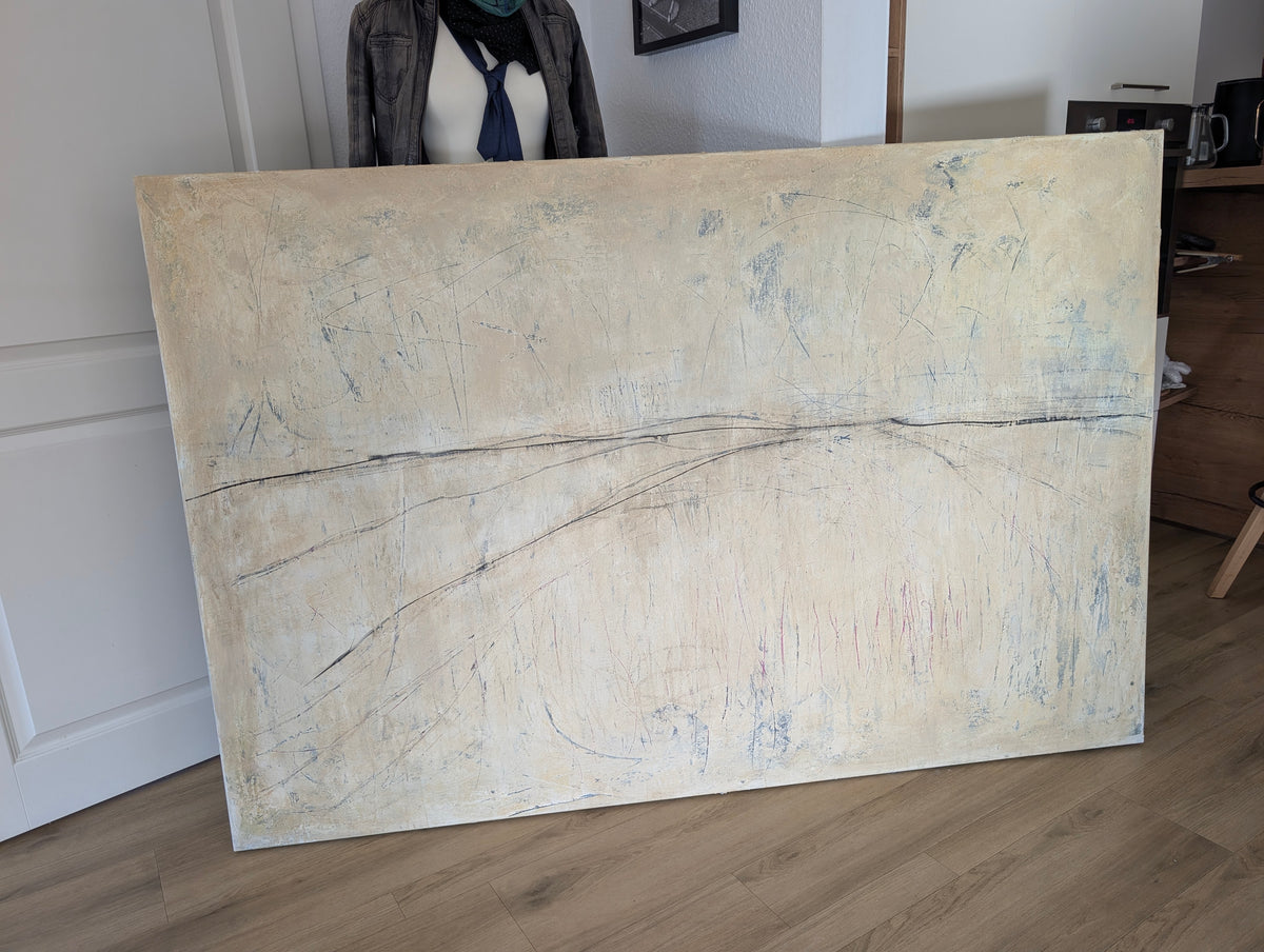 Findung neuer Wege ✦ Bild in Beige Großformat – Kuratiert von Singulart 200x135cm