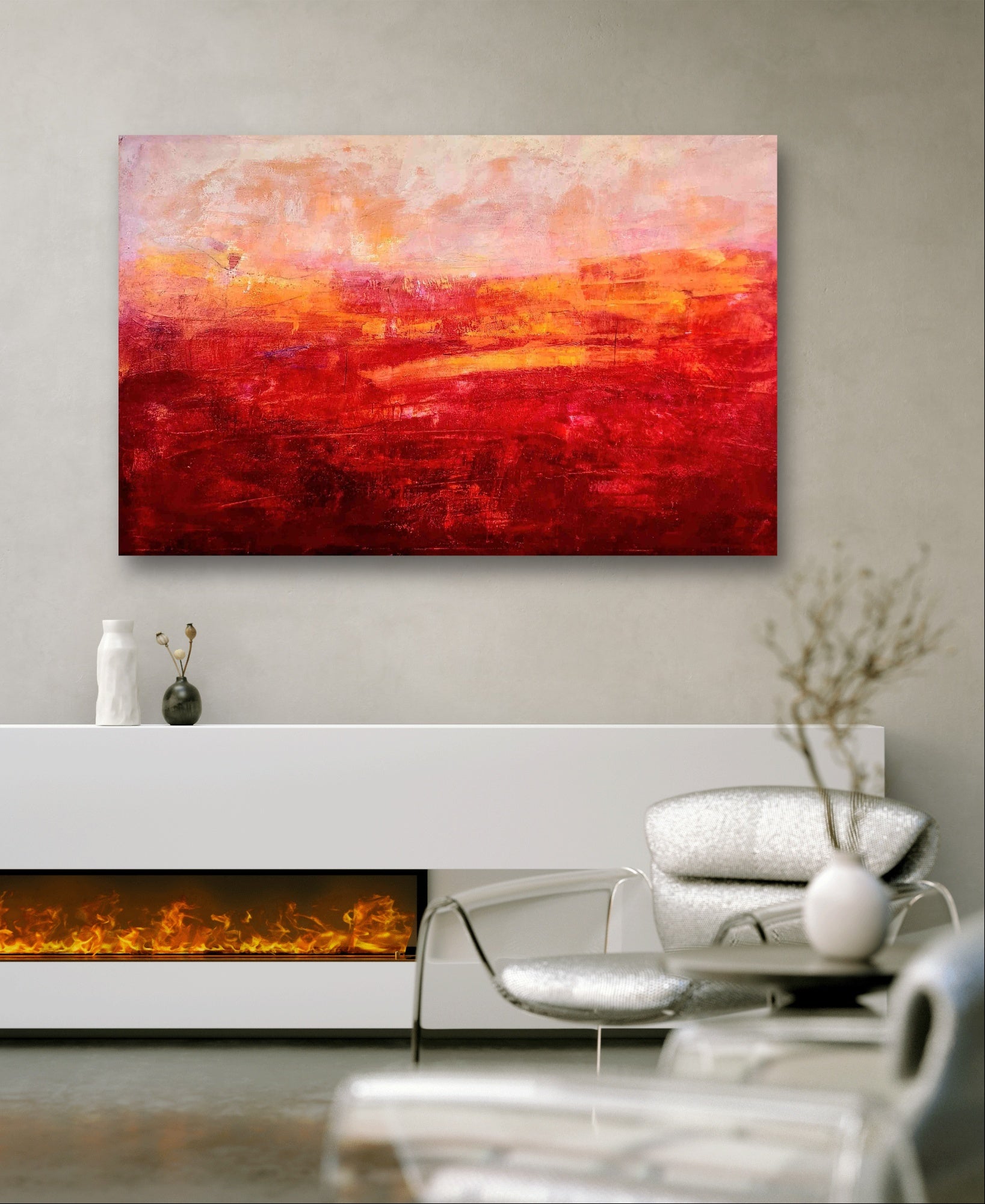 Abstraktes Gemälde für Loft – Freies Spiel 200x135cm – Loft Einzelstück Verfügbar – Kunst für hohe Räume und große Wände