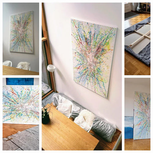 Abstraktes Gemälde – Kunst-fur-unternehmen – Großes Gemälde in modernem Wohnzimmer