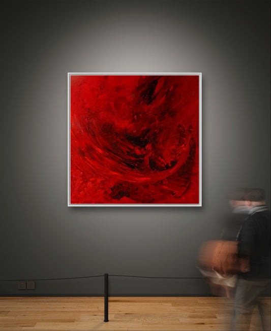 Energiekreise rotes Bild als dekorative Auftragsmalerei,abstrakte große Leinwandbilder abstrakte Bilder kaufen ,