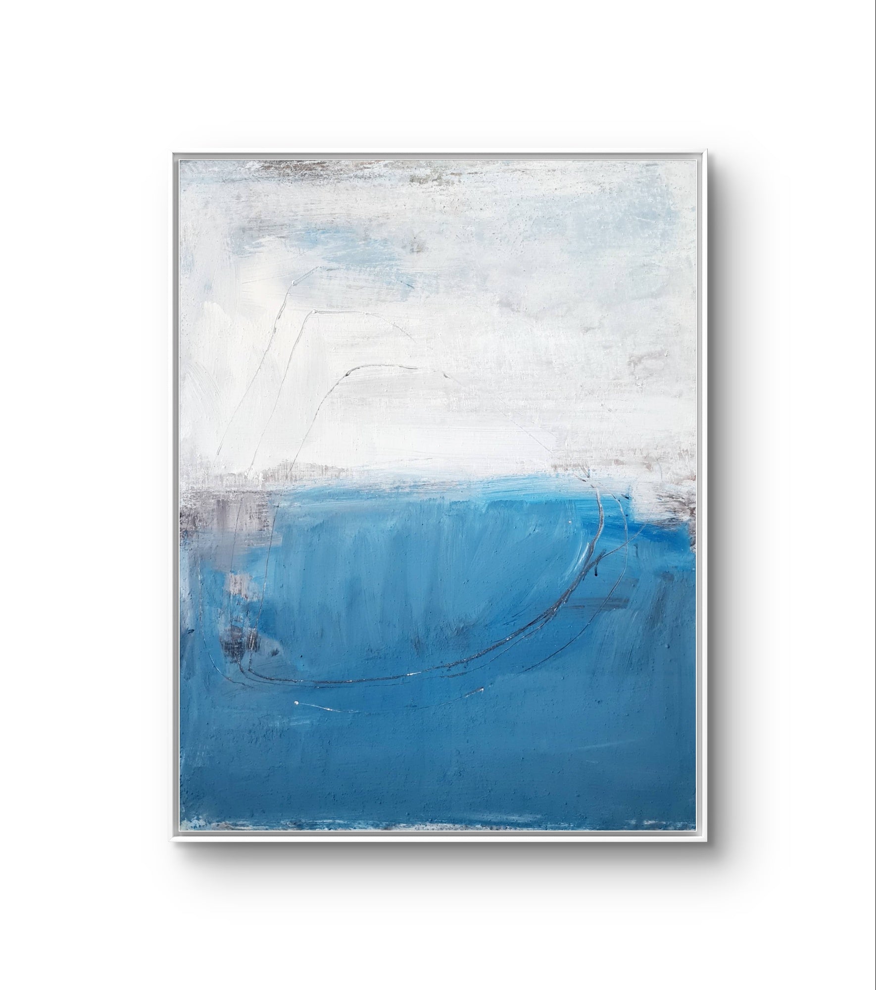 Meeresschwingungen – modernes Leinwandbild, Detailansicht Motiv 1.0. Bewegte Strukturen und klare Kontraste – Auftragsbild

Dieses abstrakte Landschaftsgemälde entsteht als individuelles Au